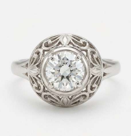Vintage Inspired 2.00 CT Round Brilliant Lab Grown Diamond Filigree Ring in 14K White Gold (1 of 4)