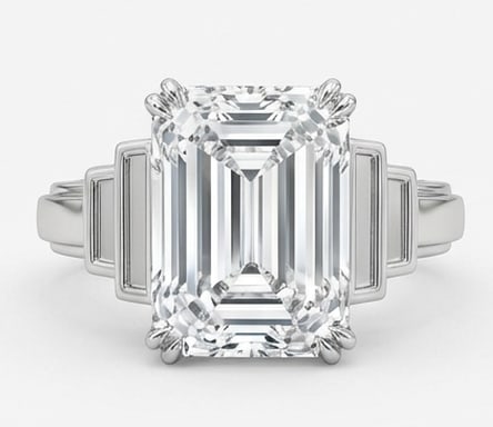 Stately 10.00 CT Emerald Cut Lab Grown Diamond Art Deco Solitaire Ring in 14K White Gold (1 of 3)