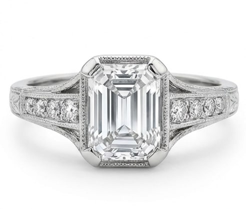 Sophisticated 8.00 CT Emerald Cut Lab Grown Diamond Solitaire Ring in 14K White Gold (1 of 4)