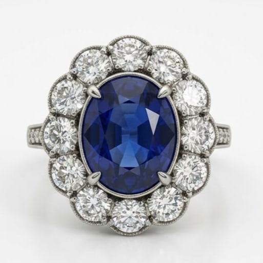 7.00 CT Sapphire Lab-Grown Ring in White Gold (1 of 4)