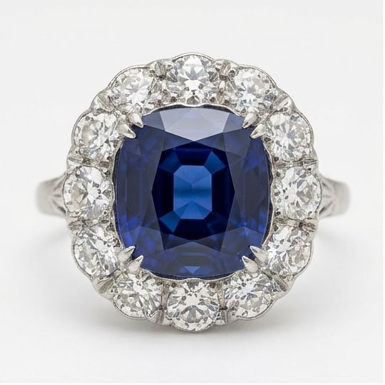 10.00 CT Sapphire Lab-Grown Ring in White Gold (1 of 4)