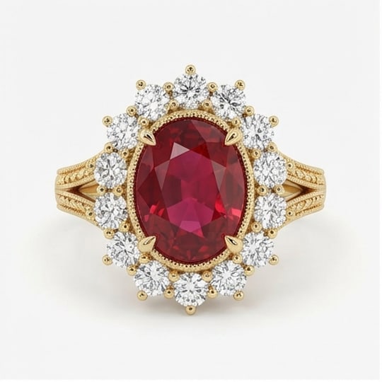 5.00 CT Ruby Lab-Grown Ring in Yellow Gold (1 of 4)
