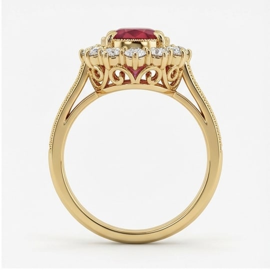 5.00 CT Ruby Lab-Grown Ring in Yellow Gold - 2