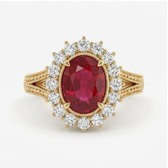 5.00 CT Ruby Lab-Grown Ring in Yellow Gold - 3