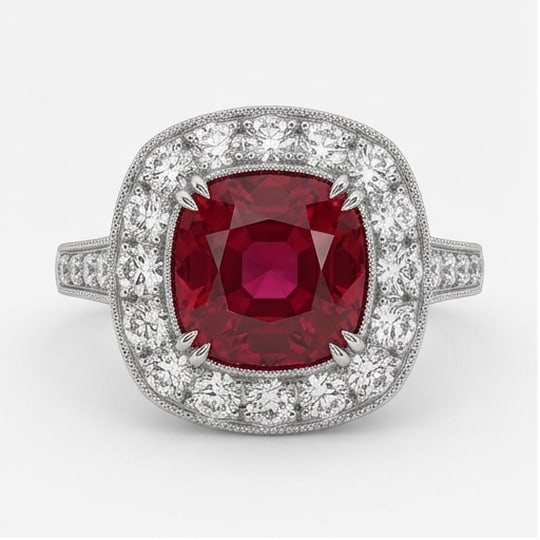 5.00 CT Ruby Lab-Grown Ring in White Gold (1 of 3)