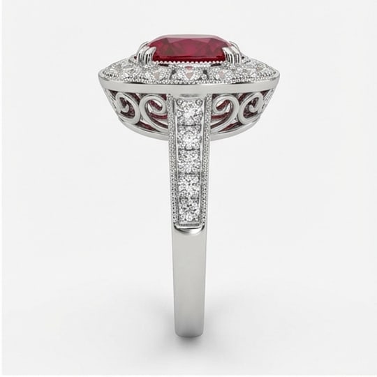 5.00 CT Ruby Lab-Grown Ring in White Gold - 2