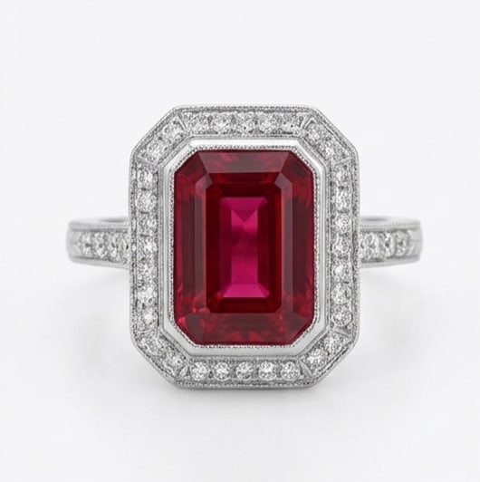 10.00 CT Ruby Lab-Grown Ring in White Gold (1 of 3)