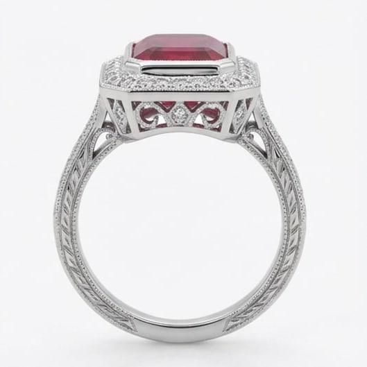 10.00 CT Ruby Lab-Grown Ring in White Gold - 2