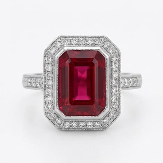 10.00 CT Ruby Lab-Grown Ring in White Gold (1 of 3)
