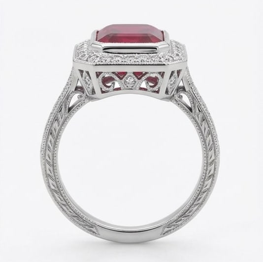 10.00 CT Ruby Lab-Grown Ring in White Gold - 2