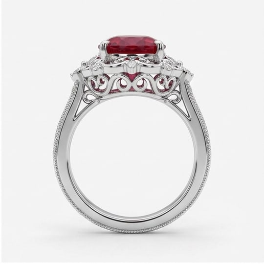 5.00 CT Ruby Lab-Grown Ring in White Gold - 2