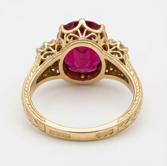 10.00 CT Ruby Lab-Grown Ring in Yellow Gold - 4