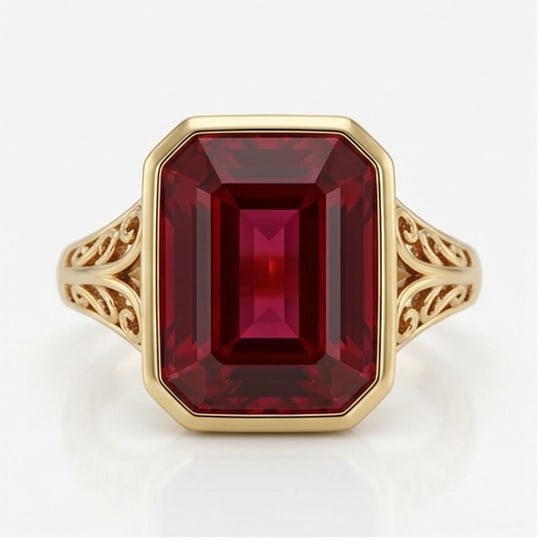 10.00 CT Ruby Lab-Grown Ring in Yellow Gold (1 of 4)
