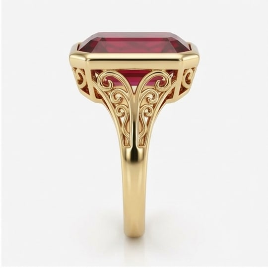 10.00 CT Ruby Lab-Grown Ring in Yellow Gold - 2