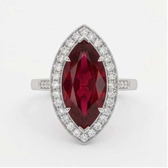 5.00 CT Ruby Lab-Grown Ring in White Gold (1 of 3)