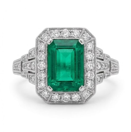 10.00 CT Emerald Lab-Grown Ring in White Gold (1 of 4)