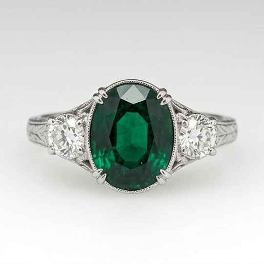 5.00 CT Emerald Lab-Grown Ring in White Gold (1 of 4)