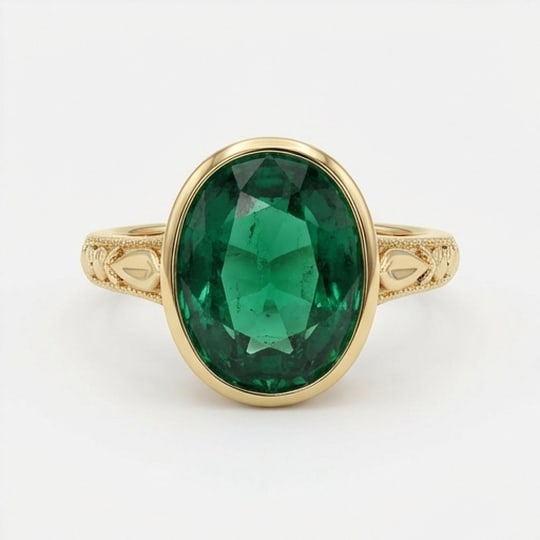 10.00 CT Emerald Lab-Grown Ring in Yellow Gold (1 of 4)