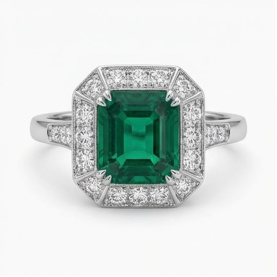 5.00 CT Emerald Lab-Grown Ring in White Gold (1 of 4)