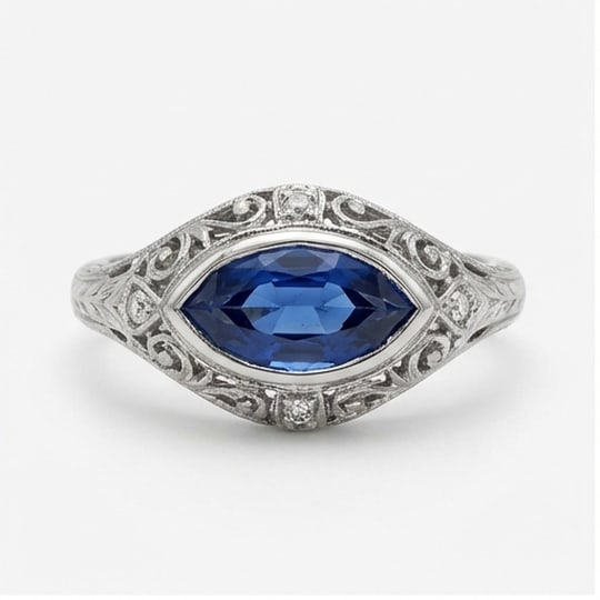5.00 CT Sapphire Lab-Grown Ring in White Gold (1 of 4)