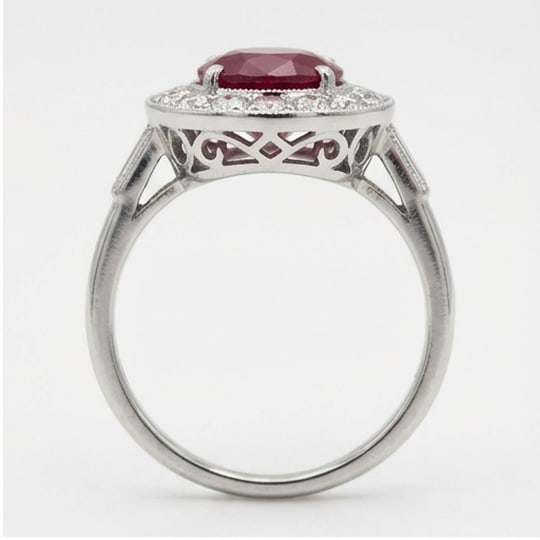 5.00 CT Ruby Lab-Grown Ring in White Gold - 2