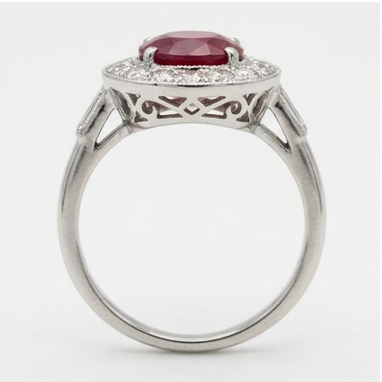 5.00 CT Ruby Lab-Grown Ring in White Gold - 3