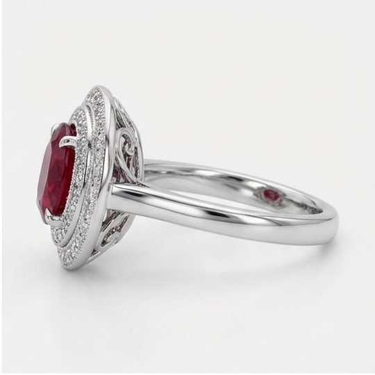 5.00 CT Ruby Lab-Grown Ring in White Gold - 2