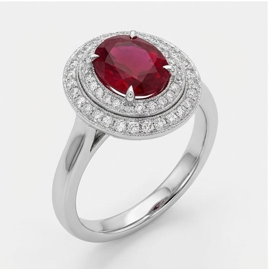 5.00 CT Ruby Lab-Grown Ring in White Gold - 3