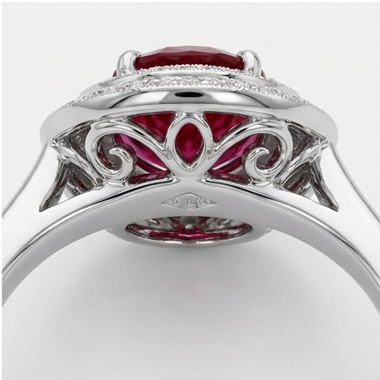 5.00 CT Ruby Lab-Grown Ring in White Gold - 4