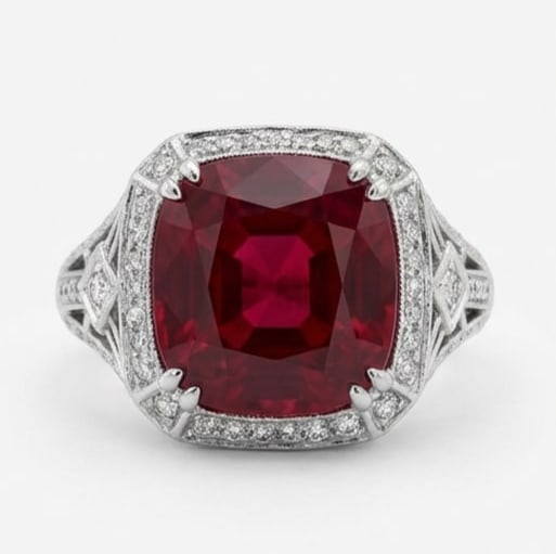 15.00 CT Ruby Lab-Grown Ring in White Gold (1 of 4)