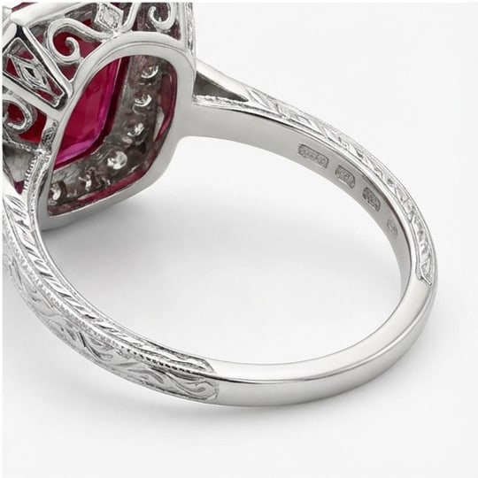 10.00 CT Ruby Lab-Grown Ring in White Gold - 4