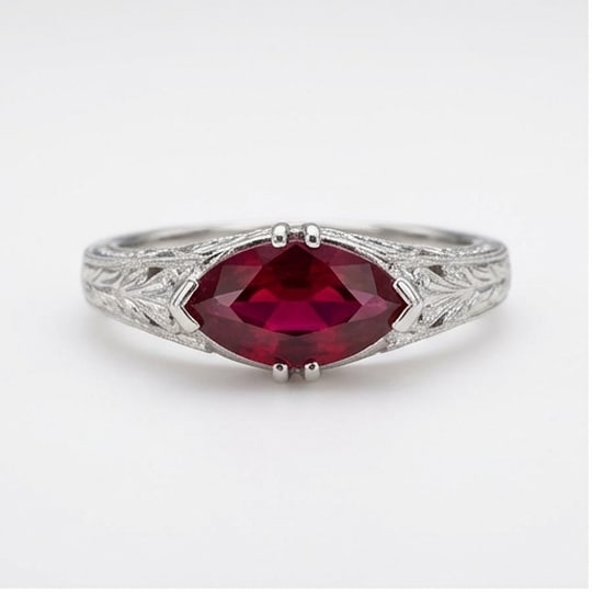 5.00 CT Ruby Lab-Grown Ring in White Gold (1 of 2)
