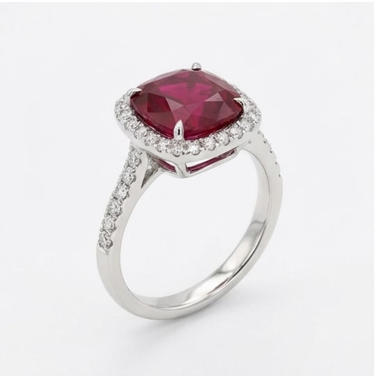 10.00 CT Ruby Lab-Grown Ring in White Gold - 3