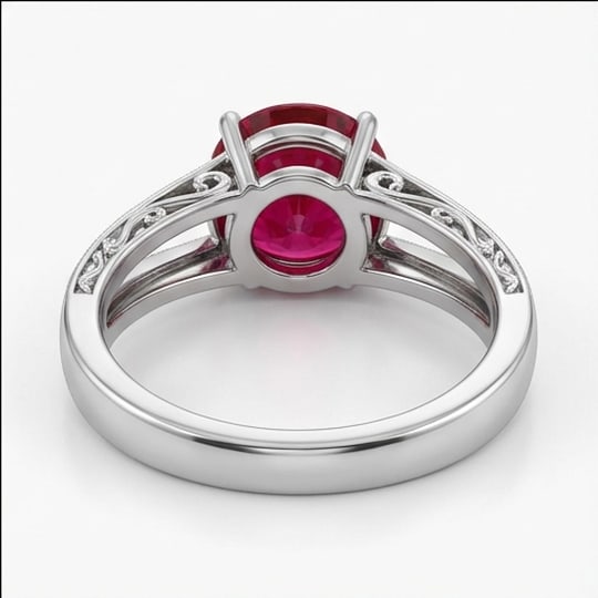 5.00 CT Ruby Lab-Grown Ring in White Gold - 4