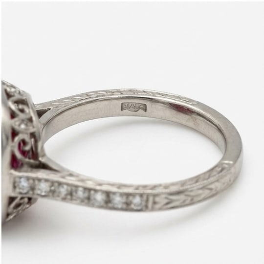 10.00 CT Ruby Lab-Grown Ring in White Gold - 4