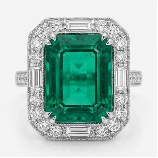 20.00 CT Emerald Lab-Grown Ring in White Gold (1 of 3)