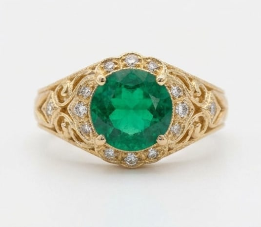 5.00 CT Emerald Lab-Grown Ring in Yellow Gold (1 of 2)