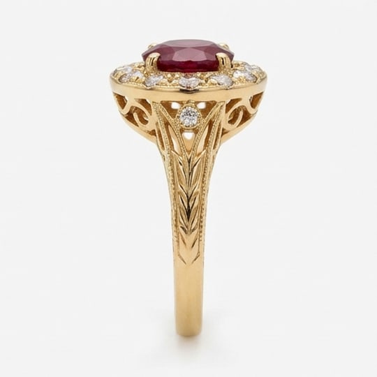 5.00 CT Ruby Lab-Grown Ring in Yellow Gold - 2