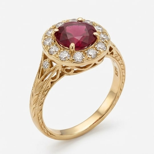 5.00 CT Ruby Lab-Grown Ring in Yellow Gold - 3
