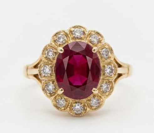 5.00 CT Ruby Lab-Grown Ring in Yellow Gold (1 of 4)