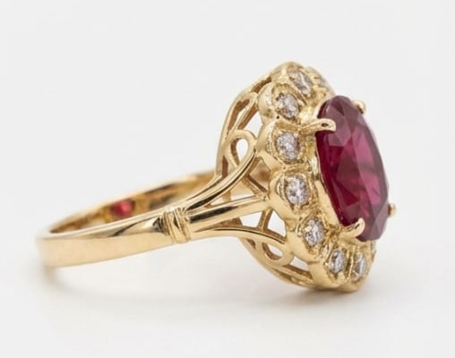 5.00 CT Ruby Lab-Grown Ring in Yellow Gold - 2