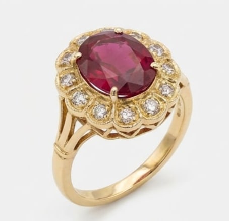 5.00 CT Ruby Lab-Grown Ring in Yellow Gold - 4