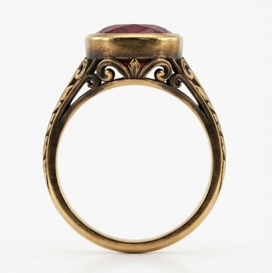 15.00 CT Ruby Lab-Grown Ring in Yellow Gold - 2