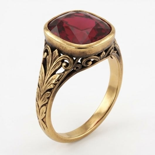 15.00 CT Ruby Lab-Grown Ring in Yellow Gold - 3