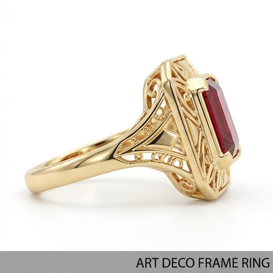5.00 CT Ruby Lab-Grown Ring in Yellow Gold - 3