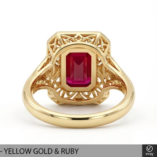 5.00 CT Ruby Lab-Grown Ring in Yellow Gold - 4
