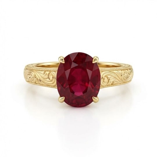 5.00 CT Ruby Lab-Grown Ring in Yellow Gold (1 of 4)