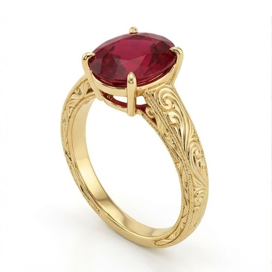 5.00 CT Ruby Lab-Grown Ring in Yellow Gold - 3