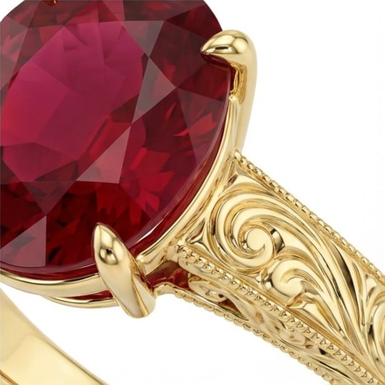 5.00 CT Ruby Lab-Grown Ring in Yellow Gold - 4