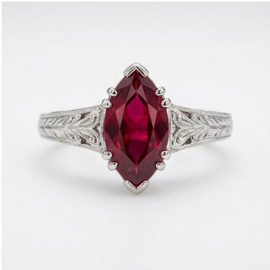 5.00 CT Ruby Lab-Grown Ring in White Gold (1 of 2)